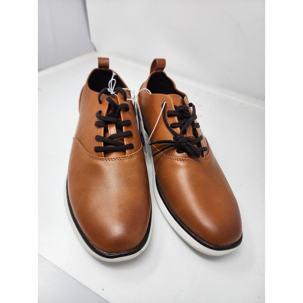 Goodfellow & Co Mens Lace Up Dress Sneakers Cognac Faux Leather Size 9